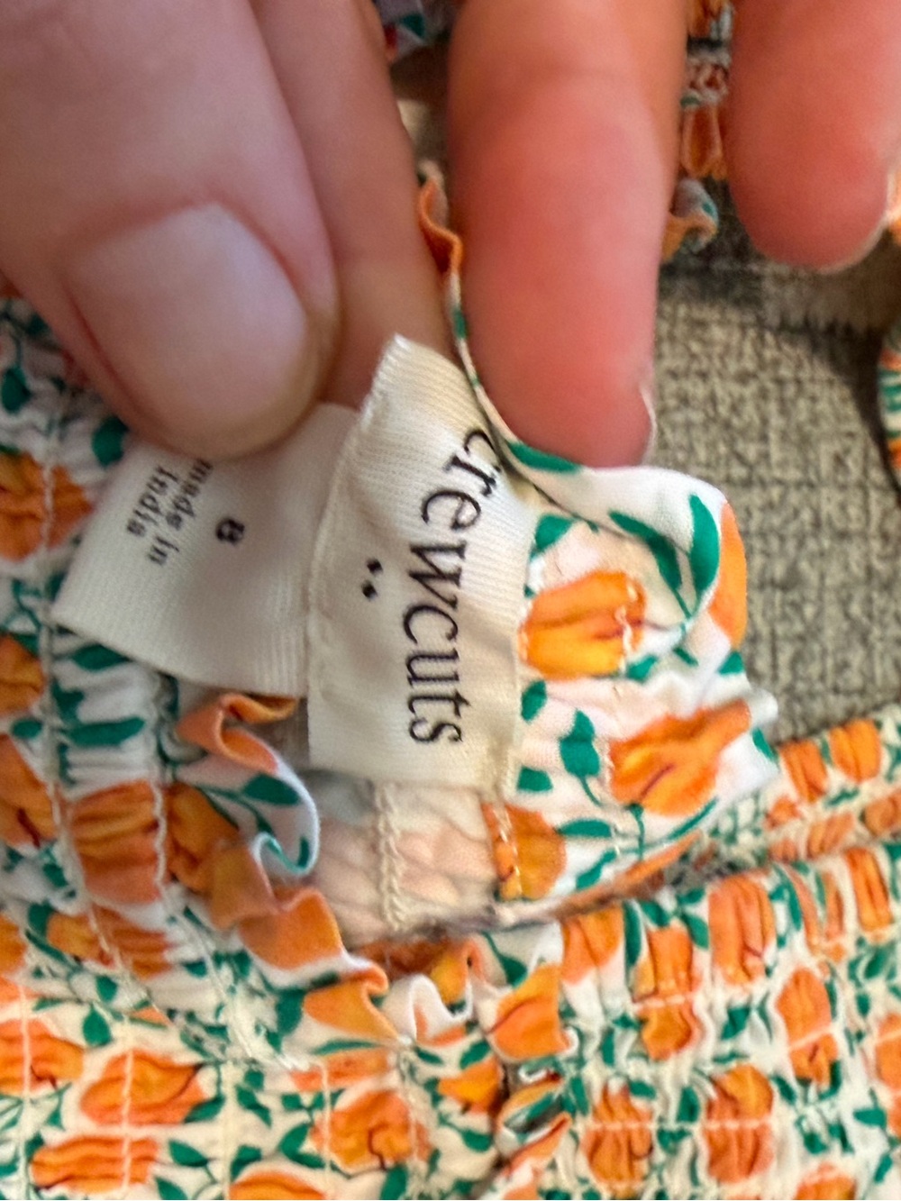 Crewcuts girls size 8 orange print smocked tiered full skirt summer midi dress - Picture 4 of 7